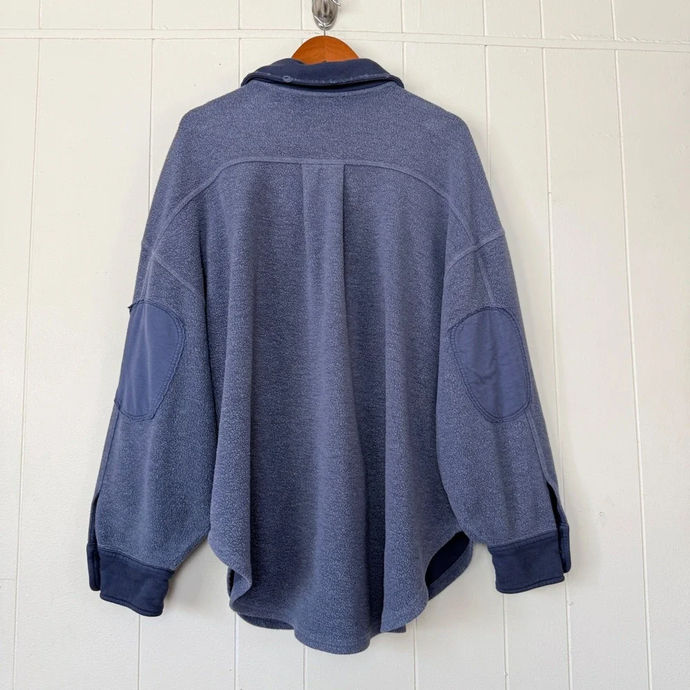 Free People Womens Ruby Jacket Oversized Button Front Fleece Size L Shacket Boho